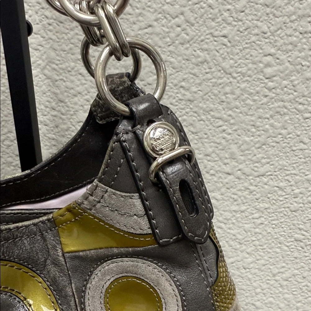 Coach Madison Mia Maggie Suede and Leather Patchwork Hobo Bag